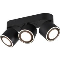 LED Plafondspot 12W Warm Wit 3000K - 3-lichts Rond Mat Zwart Aluminium - thumbnail