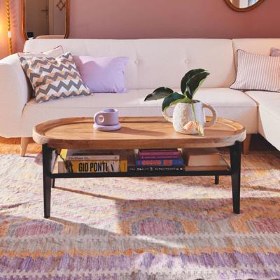 Tom Tailor Ovale Salontafel 'Deke' Mangohout en metaal, 120 x 50cm