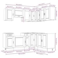 11-delige Keukenkastenset Porto bewerkt hout gerookt eiken - thumbnail