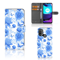 Hoesje voor Motorola Moto E20 | E30 | E40 Flowers Blue - thumbnail