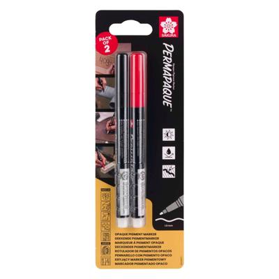 Sakura permapaque fijn set, zwart en rood