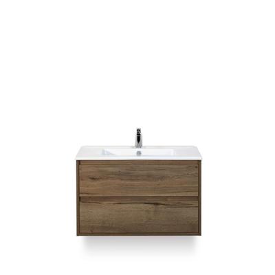 Porto Badmeubelset 90 cm - Tabacco - Keramische Wastafel Wit Slim