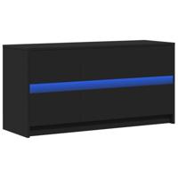 Tv-meubel met LED 100x34x50 cm bewerkt hout zwart - thumbnail