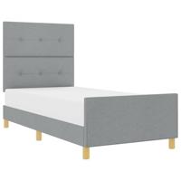 Bedframe met hoofdeinde Lichtgrijs 90 x 200 cm Stof - thumbnail