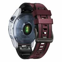 By Qubix - leer + siliconen bandje - Bordeaux - Compatible met Garmin Tactix 8-51mm - Compatible Garmin bandje - thumbnail