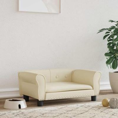 VidaXL Hondenmand 70x45x30 cm kunstleer crèmekleurig VidaXL Hondenmand 70x45x30 cm kunstleer crèmekleurig