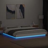 Bedframe met LED-verlichting bewerkt hout wit 200x200 cm - thumbnail