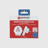 SKROSS World to Europe USB, compacte adapterstekker, universele reisadapter, voor veilig en eenvoudig opladen in meer dan 90 landen met geaarde stopcontactstandaard - thumbnail