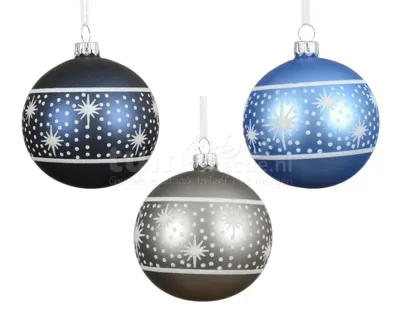 Kerstbal Glas Sterren Blauw Ø8cm Assorti 1st