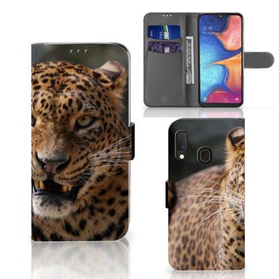 Samsung Galaxy A20e | Telefoonhoesje | Met pasjeshouder | Luipaard