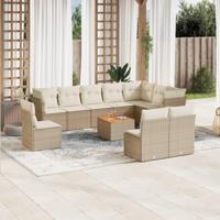 11-delige Tuinset met kussens poly rattan beige - thumbnail