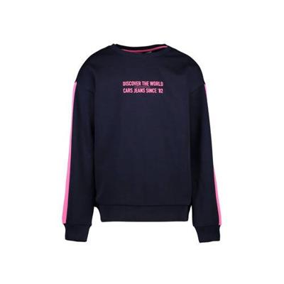 Cars sweater Georgy met contrastbies donkerblauw/fuchsia