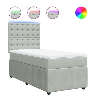 Boxspring met matras fluweel lichtgrijs 120x190 cm