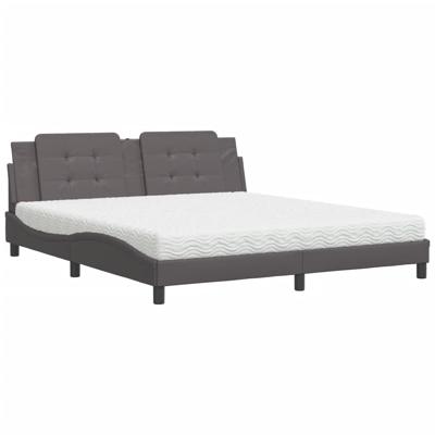 Bed met matras kunstleer grijs 180x200 cm - thumbnail