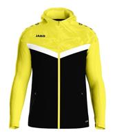JAKO 6824 Jas Met Kap Iconic - Zwart/Zachtgeel - M - thumbnail