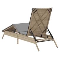 Ligbed met kussen poly rattan beige - thumbnail