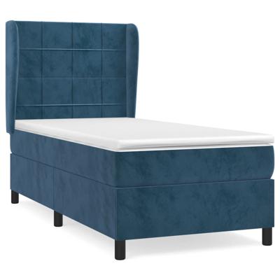 Boxspring met matras fluweel donkerblauw 140x190 cm - thumbnail