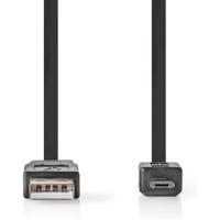 Platte USB 2.0-Kabel | A Male - Micro-B Male | 1,0 m | Zwart - thumbnail