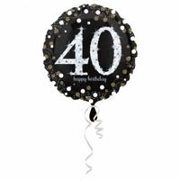 FolieBallon 40 jaar happy birthday zilver 43cm - thumbnail