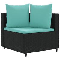 4-delige Loungeset met kussens poly rattan zwart - thumbnail