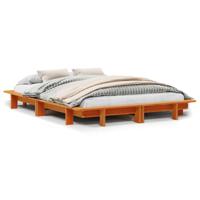 Bedframe zonder matras massief grenenhout wasbruin 120x200 cm - thumbnail
