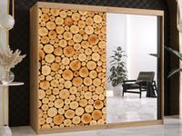 Kledingkast SOSNY 2 schuifdeuren 200 cm artisan eik met spiegel - thumbnail