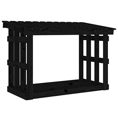 VidaXL Haardhoutrek 108x64,5x77 cm massief grenenhout zwart
