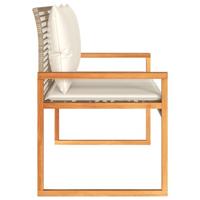 Tuinbankje met kussen poly rattan en acaciahout gemengd beige - thumbnail