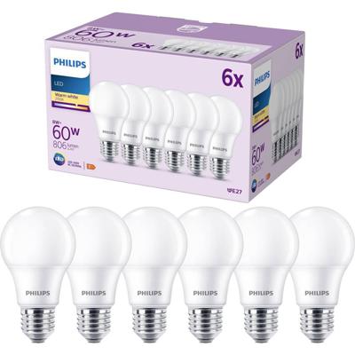 Philips LED 9290023062 LED-lamp Energielabel F (A - G) E27 Peer 8 W = 60 W Warmwit (Ø x l) 60 mm x 108 mm 6 stuk(s)