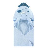 Hudson Baby Unisex Baby Cotton Animal Face Hooded Towel, Narwhal, One Size - thumbnail
