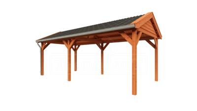 Trendhout Overkapping Zadeldak Betula 680x350 cm- Zadeldak- Onbehandeld lariks Douglas hout- Trendhout