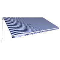 vidaXL Luifel handmatig uittrekbaar 600x300 cm blauw en wit - thumbnail