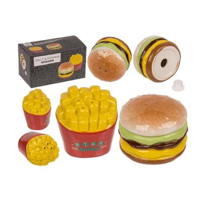 Out Of The Blue Peper & zoutstel burger&fries 5,5x4,5cm