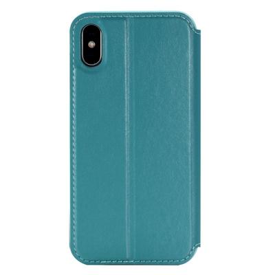 Originele gebrul voor iPhone X Crazy Horse textuur horizontale Flip lederen draagtas met Bel Display ID & houder & Card Slot(Blue)
