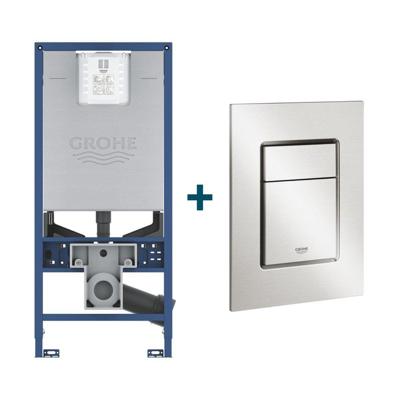 GROHE Rapid SLX inbouwreservoir met frame inclusief GROHE Skate cosmopolitan bedieningsplaat Supersteel sw107660/sw336186 GROHE Rapid SLX inbouwreservoir met frame inclusief GROHE Skate cosmopolitan bedieningsplaat Supersteel sw107660/sw336186