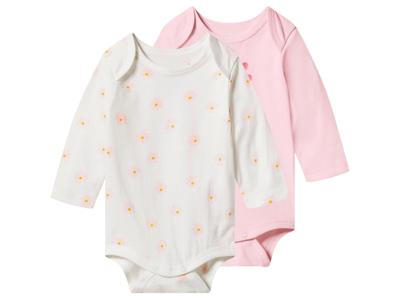 lupilu Set van 2 baby rompers (Lichtroze, 62-68)