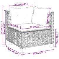 9-delige Loungeset met kussens poly rattan grijs - thumbnail