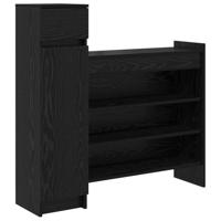 Schoenenkast Zwart Eiken 100,5 x 28 x 100 cm Bewerkt hout - thumbnail