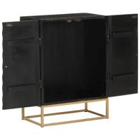 Dressoir 55x34x75 cm massief mangohout en ijzer zwart - thumbnail