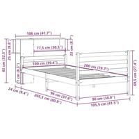 Bed met boekenkast zonder matras massief grenenhout 100x200 cm - thumbnail