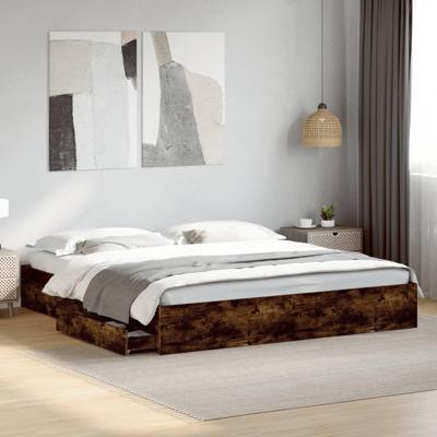 Bedframe met lades bewerkt hout gerookt eikenkleurig 180x200 cm