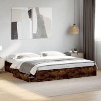 Bedframe met lades bewerkt hout gerookt eikenkleurig 180x200 cm - thumbnail