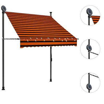 Luifel handmatig uitschuifbaar met LED 150 cm oranje en bruin - thumbnail