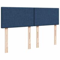 Boxspring met matras stof blauw 140x190 cm - thumbnail