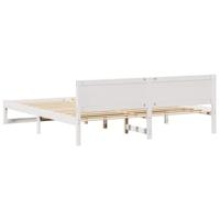 Bedframe met hoofdeinde Wit 200 x 200 cm Massief grenenhout - thumbnail