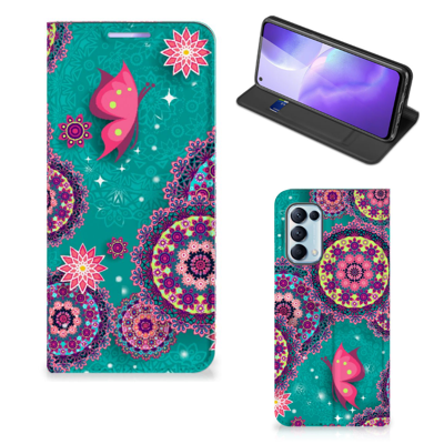 OPPO Find X3 Lite Bookcase Cirkels en Vlinders OPPO Find X3 Lite Bookcase Cirkels en Vlinders