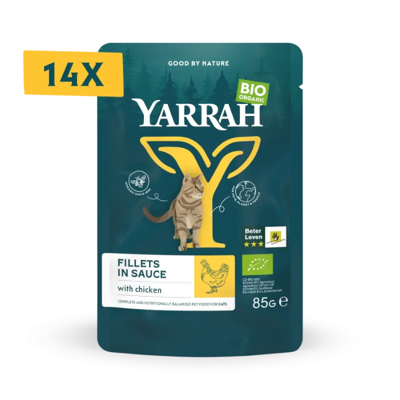Yarrah bio kattenvoer pouch filets in saus kip 14x85gr