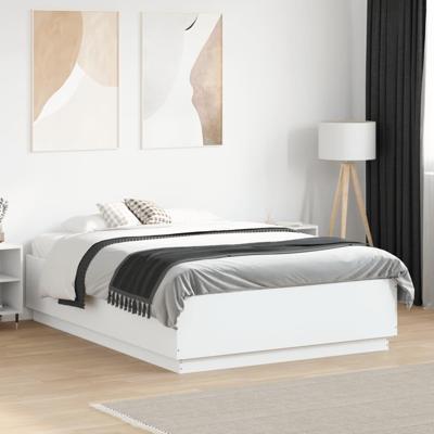 Bedframe bewerkt hout wit 135x190 cm