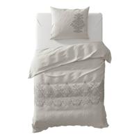 Yellow Iruma dekbedovertrek - 1-persoons (140x200/220 cm + 1 sloop) - Percal katoen - Grijs - thumbnail