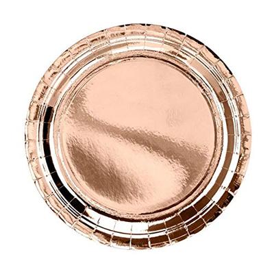 Ronde feestborden rose goud 6 stuks